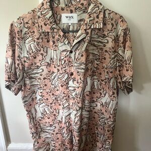 Wax London Men's Pink Patterned Short Sleeve Shirt